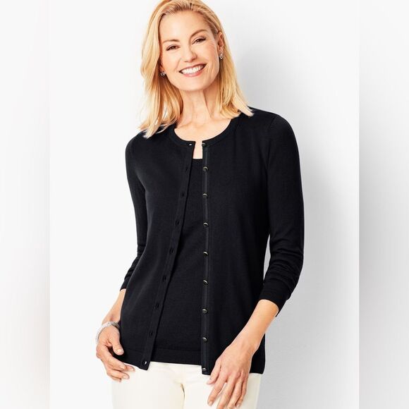 316. Talbots Black Cashmere blend Cardigan Sweater 2X petite - Picture 1 of 5